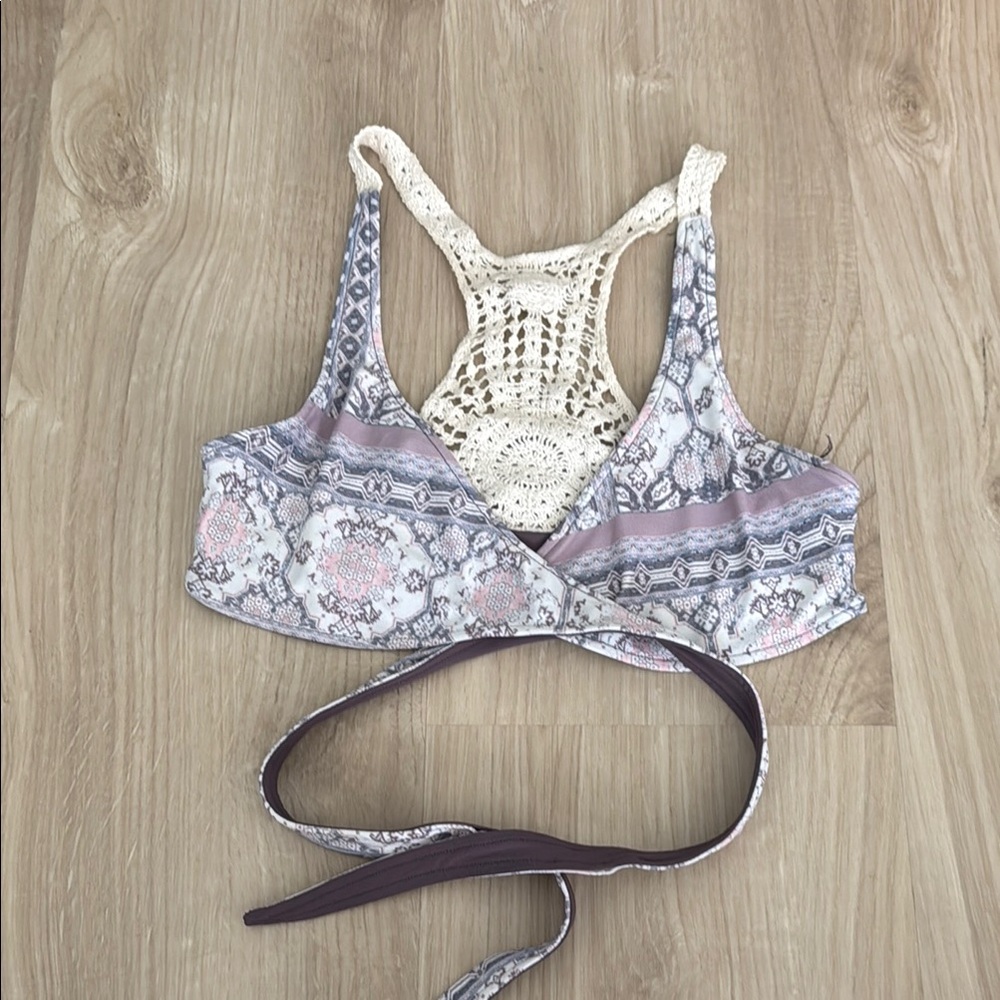 Reversible Wrap Bikini Top w Crochet